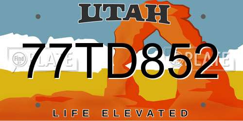 77TD852 Utah License Plate