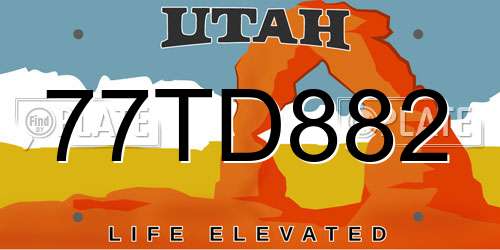 77TD882 Utah License Plate