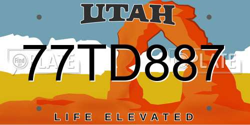 77TD887 Utah License Plate