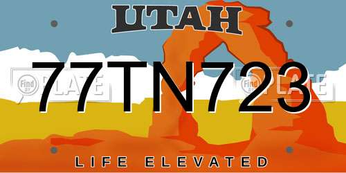 77TN723 Utah License Plate