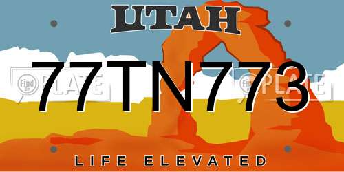 77TN773 Utah License Plate