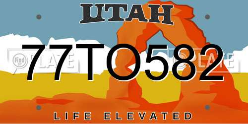 77TO582 Utah License Plate