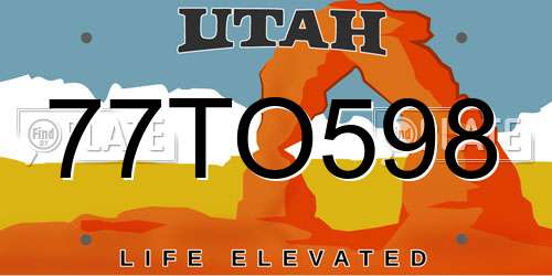 77TO598 Utah License Plate