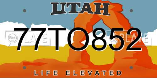 77TO852 Utah License Plate