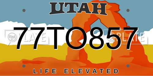 77TO857 Utah License Plate