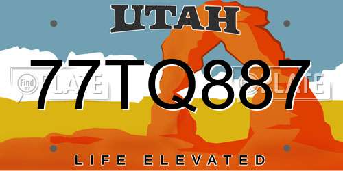 77TQ887 Utah License Plate