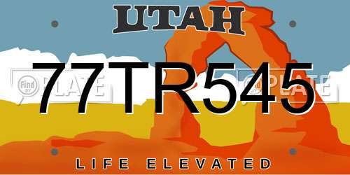 77TR545 Utah License Plate