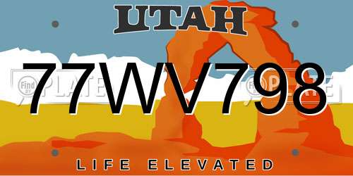 77WV798 Utah License Plate
