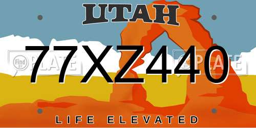 77XZ440 Utah License Plate
