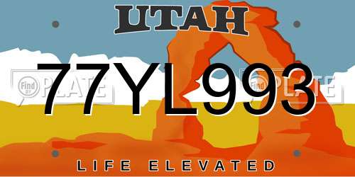 77YL993 Utah License Plate