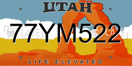 77YM522 Utah License Plate
