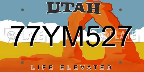 77YM527 Utah License Plate