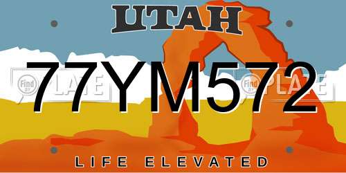 77YM572 Utah License Plate