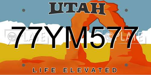 77YM577 Utah License Plate