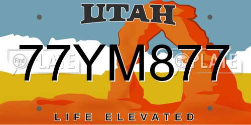 77YM877 Utah License Plate