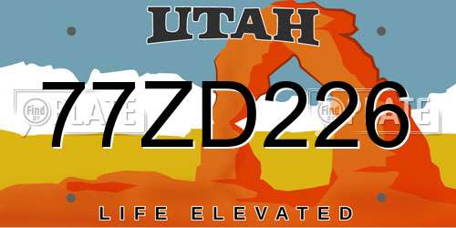 77ZD226 Utah License Plate