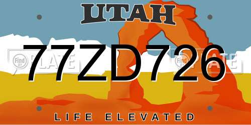 77ZD726 Utah License Plate