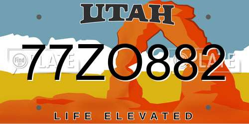 77ZO882 Utah License Plate