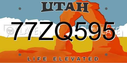 77ZQ595 Utah License Plate