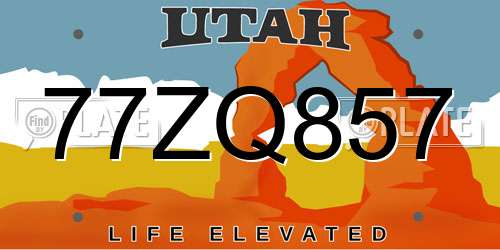77ZQ857 Utah License Plate