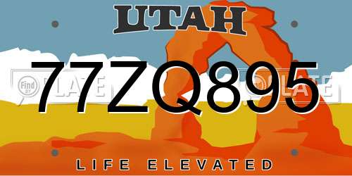 77ZQ895 Utah License Plate