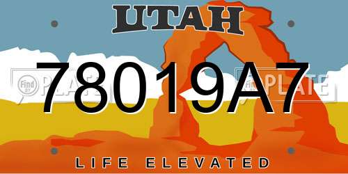 78019A7 Utah License Plate