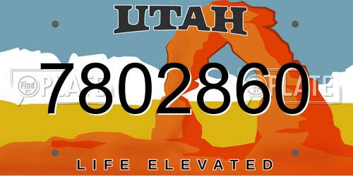 7802860 Utah License Plate
