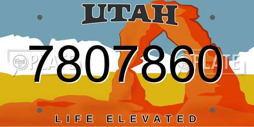 7807860 Utah License Plate