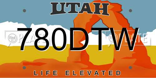 780DTW Utah License Plate