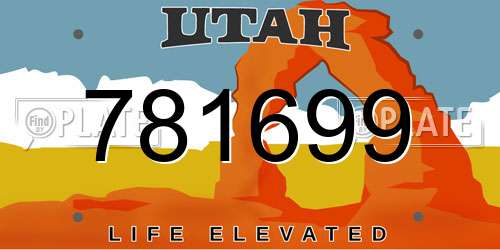 781699 Utah License Plate
