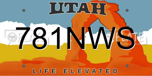 781NWS Utah License Plate