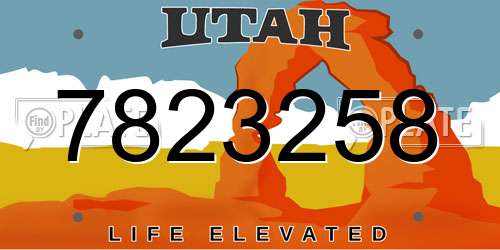 7823258 Utah License Plate