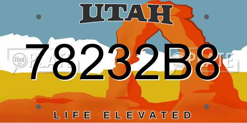 78232B8 Utah License Plate