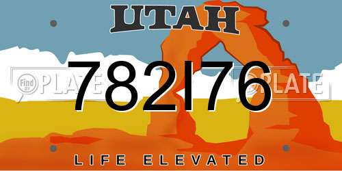 782I76 Utah License Plate