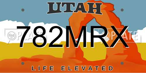 782MRX Utah License Plate