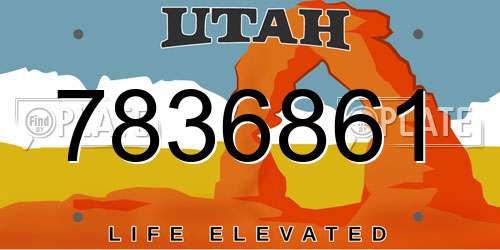 7836861 Utah License Plate