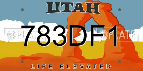 783DF1 Utah License Plate