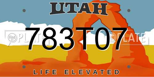 783T07 Utah License Plate