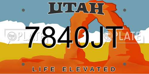 7840JT Utah License Plate