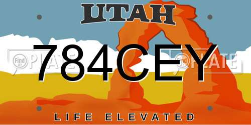 784CEY Utah License Plate