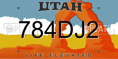 784DJ2 Utah License Plate