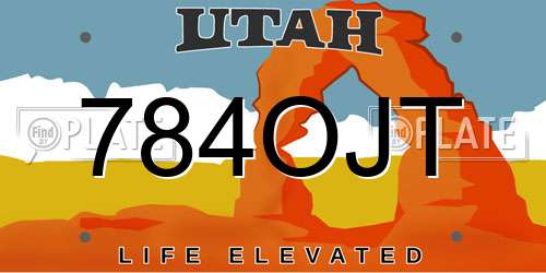 784OJT Utah License Plate