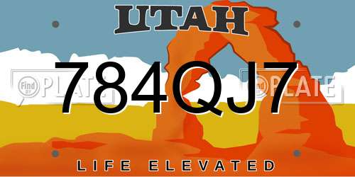 784QJ7 Utah License Plate
