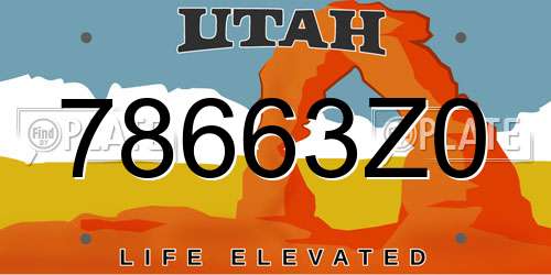 78663Z0 Utah License Plate