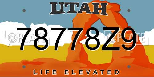 78778Z9 Utah License Plate