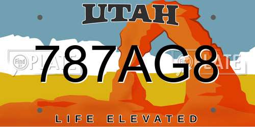 787AG8 Utah License Plate