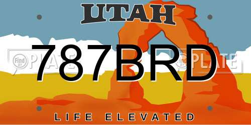 787BRD Utah License Plate