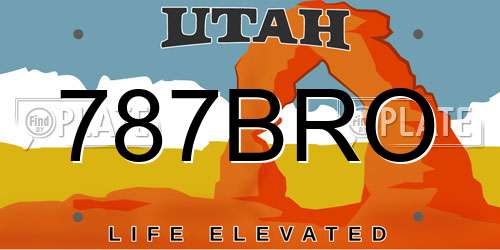 787BRO Utah License Plate