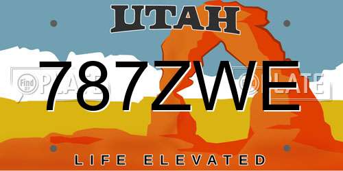 787ZWE Utah License Plate