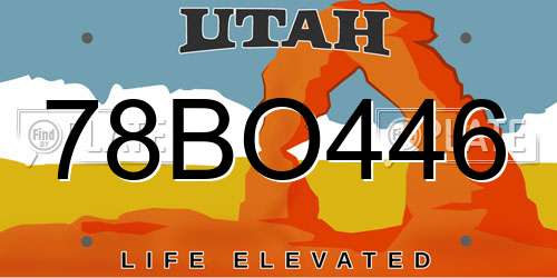 78BO446 Utah License Plate
